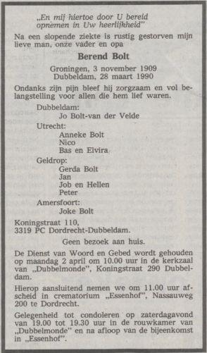 berend bolt in 1990.